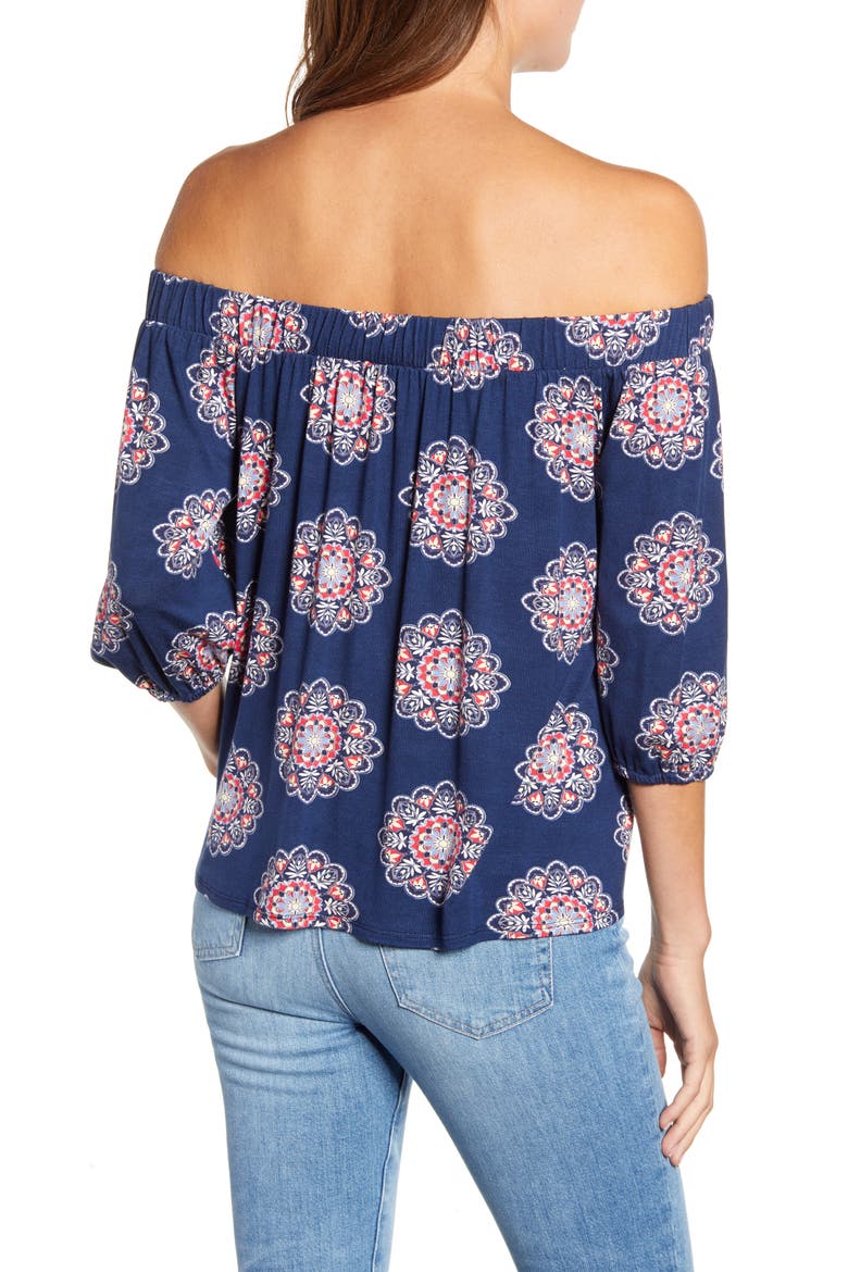 Off the Shoulder Top, Alternate, color, NAVY/ RED