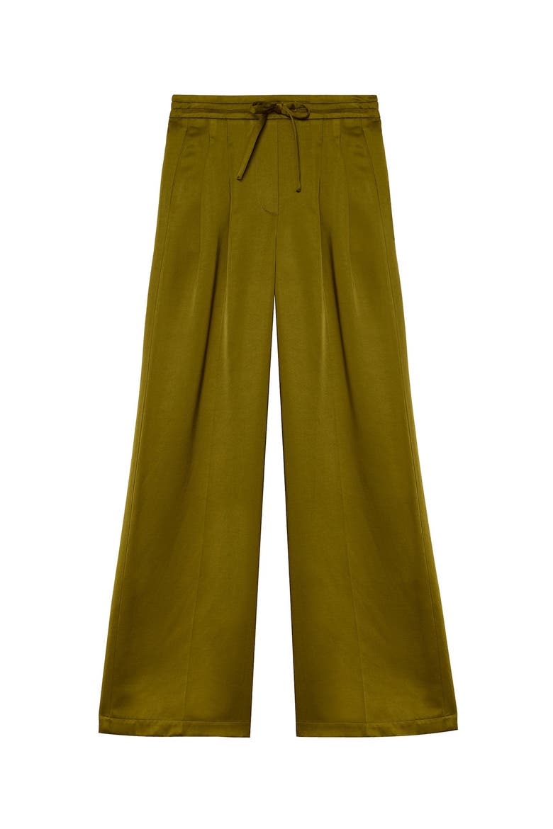 Satin Wide Leg Trousers, Alternate, color, Green
