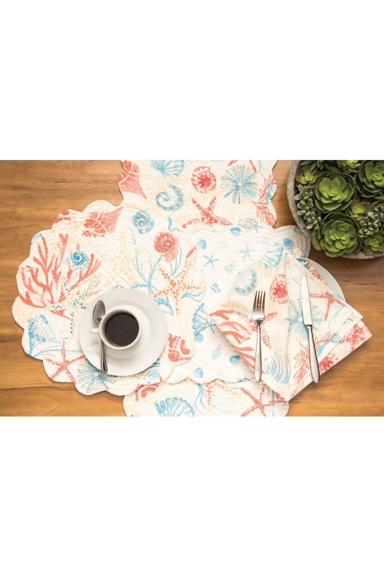 Shelly Shores Placemat, Set of 6, 13" x 19", Alternate, color, Blue