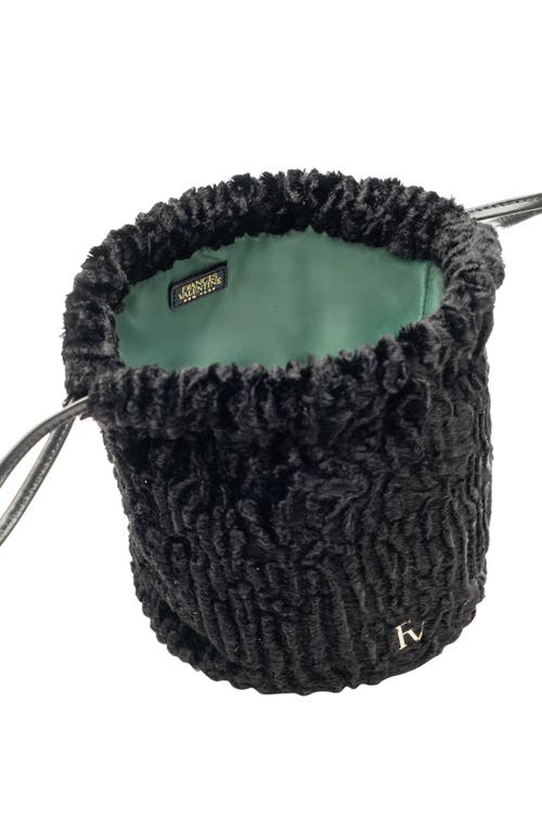 Frances Valentine Pouf Faux Fur Bucket Bag In Black