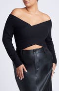 ELOQUII Wrap Front Cropped Sweater