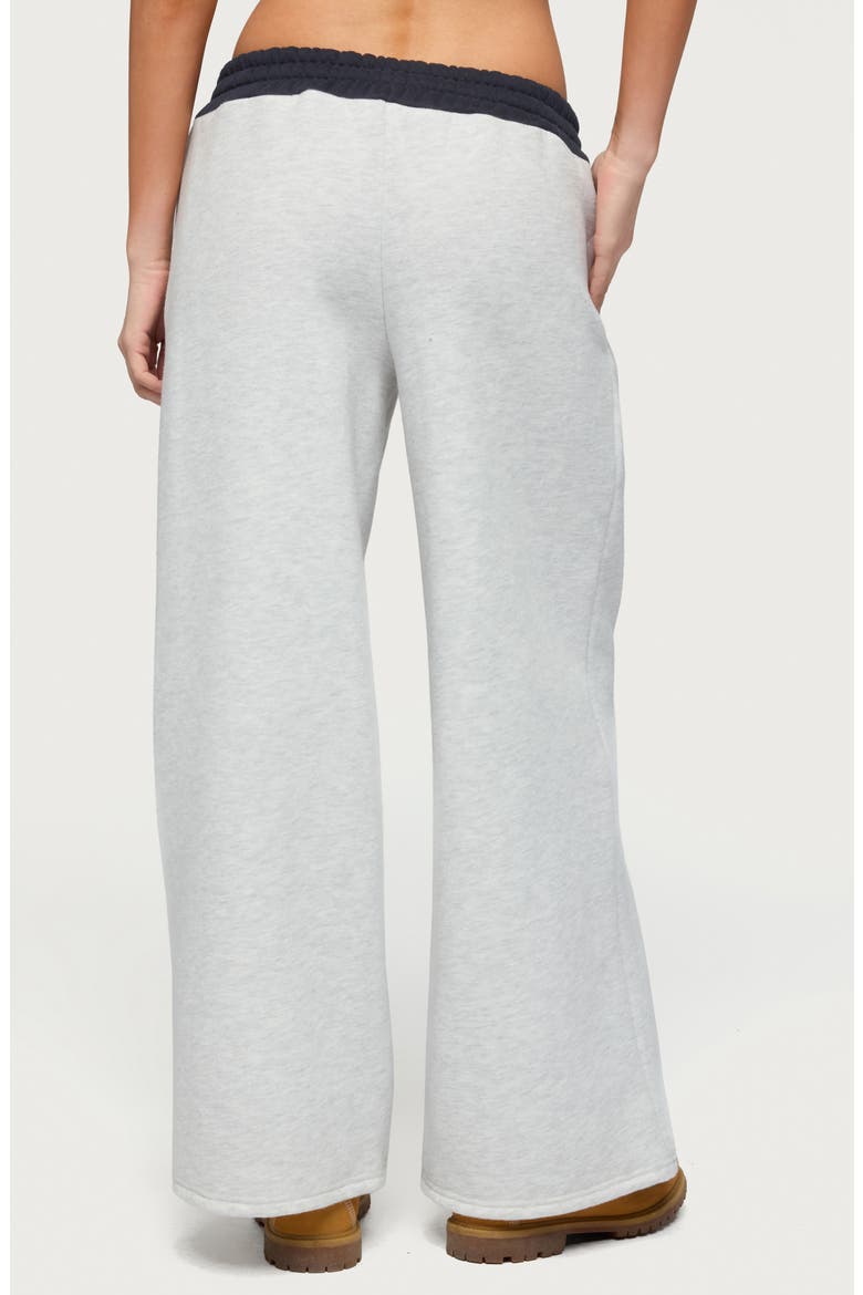 Contrast Waist Logo Wide Leg Sweatpants, Alternate, color, GRAY-MELANGE