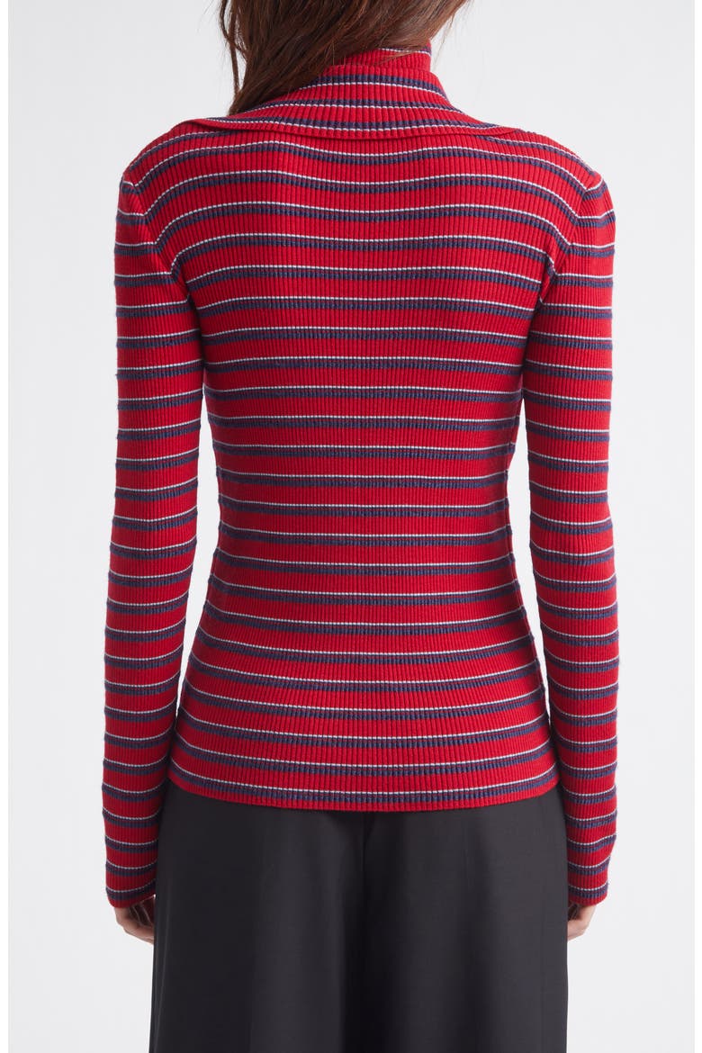 High-Neck Layered Knit Top, Alternate, color, RED