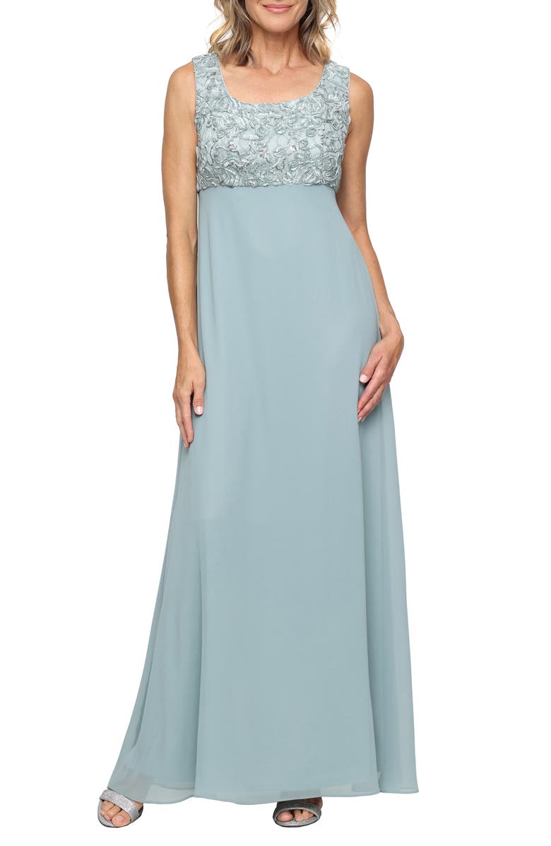 Alex Evenings Embellished Empire Waist Gown with Soutache Jacket, Alternate, color, 