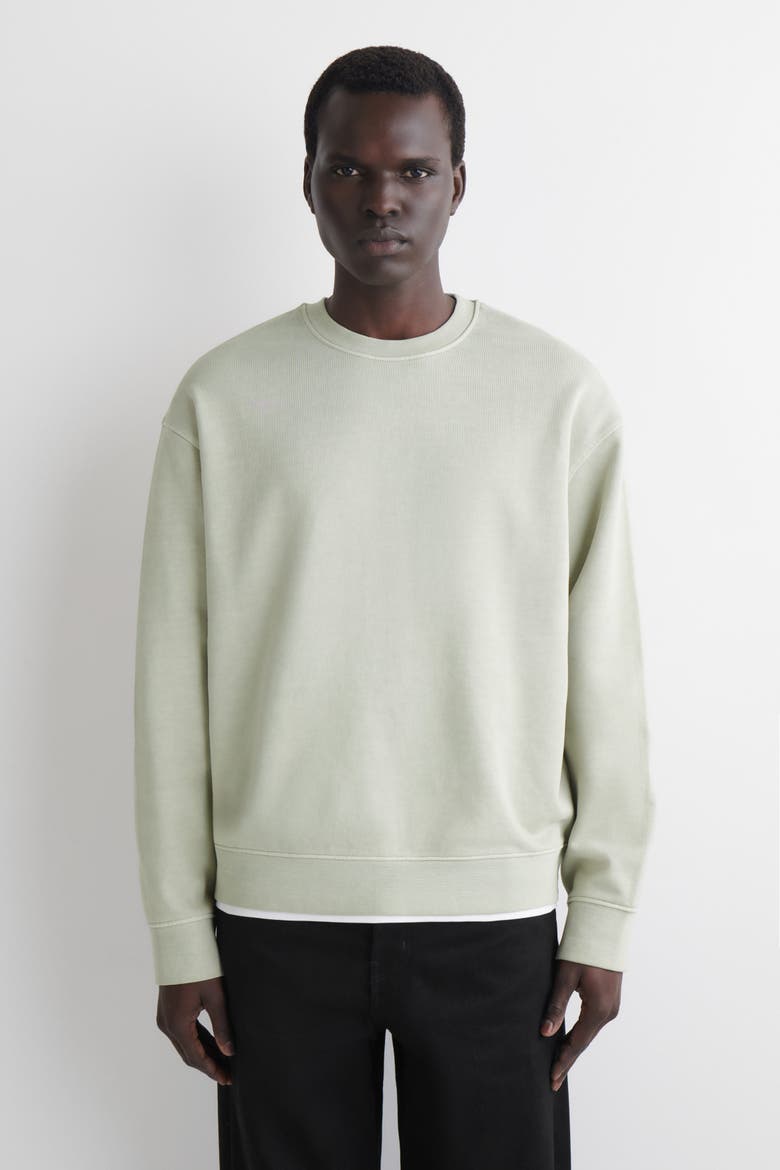 Washed-Cotton Sweatshirt, Main, color, LIGHT GREEN