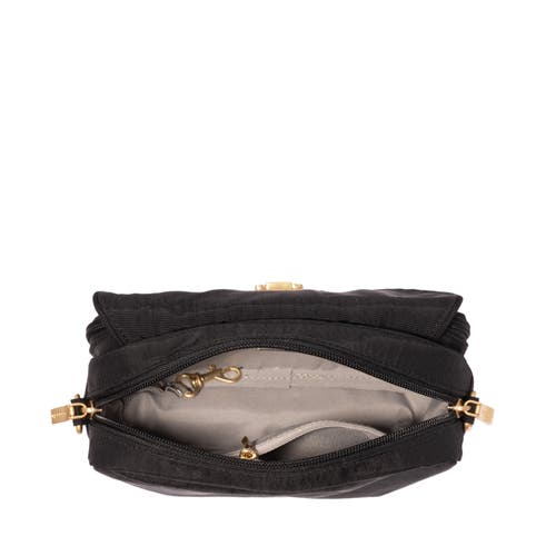 Baggallini Coastal Flip Lock Camera Bag Crossbody In Black W/gold Hardware