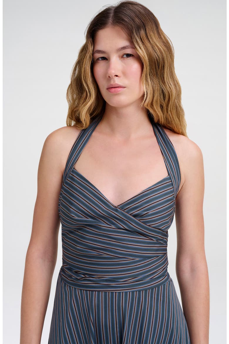 Magnolia Striped Halter Cotton Midi Dress, Alternate, color, CARBON BLUE MULTI