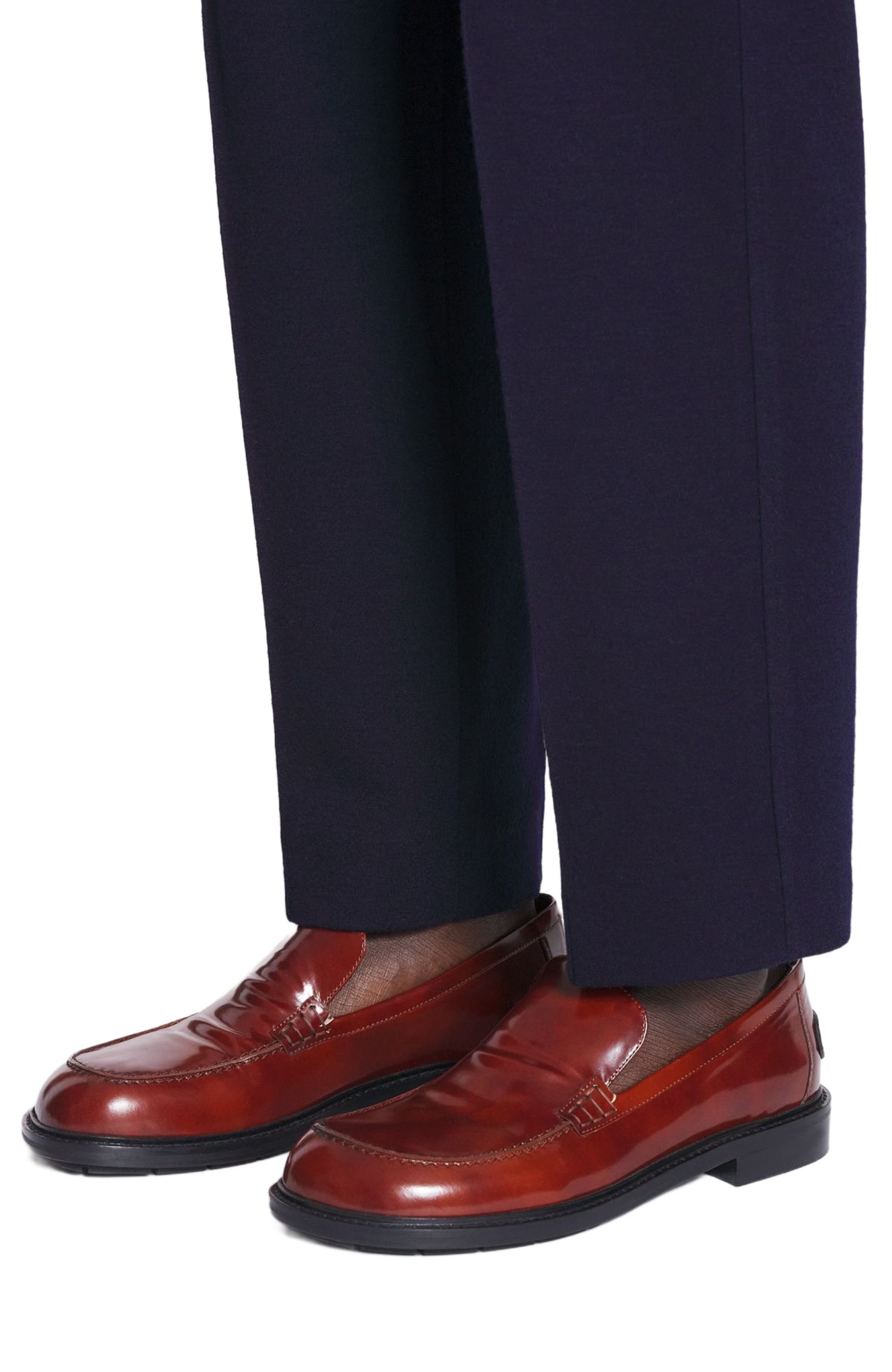 SPINTO LOAFERS IN SMOOTH LEATHER, Alternate, color, DARK BROWN/BLACK