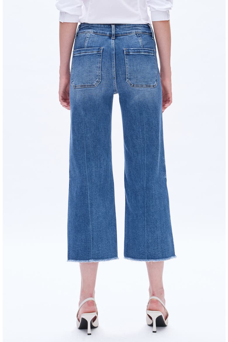 Frayed Welt Pocket High Waist Crop Wide Leg Jeans, Alternate, color, MEDIUM BLUE