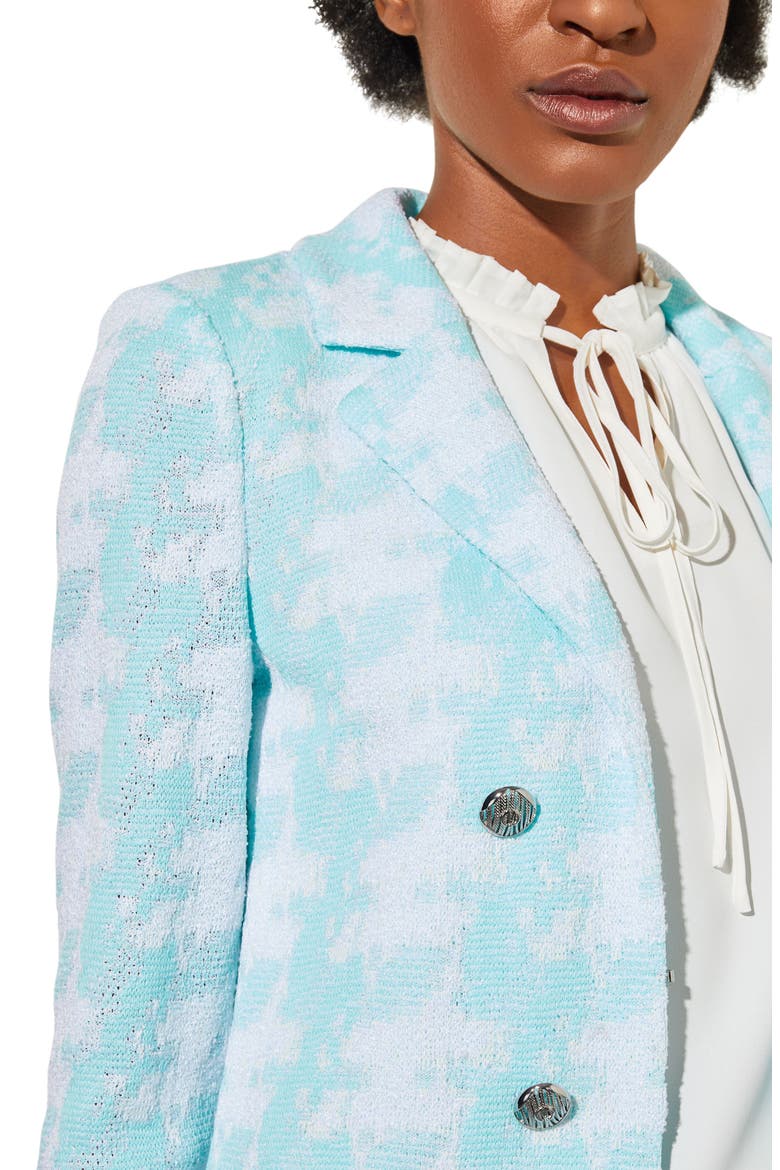 Houndstooth Knit Blazer, Alternate, color, OCEANFRONT/ WHITE