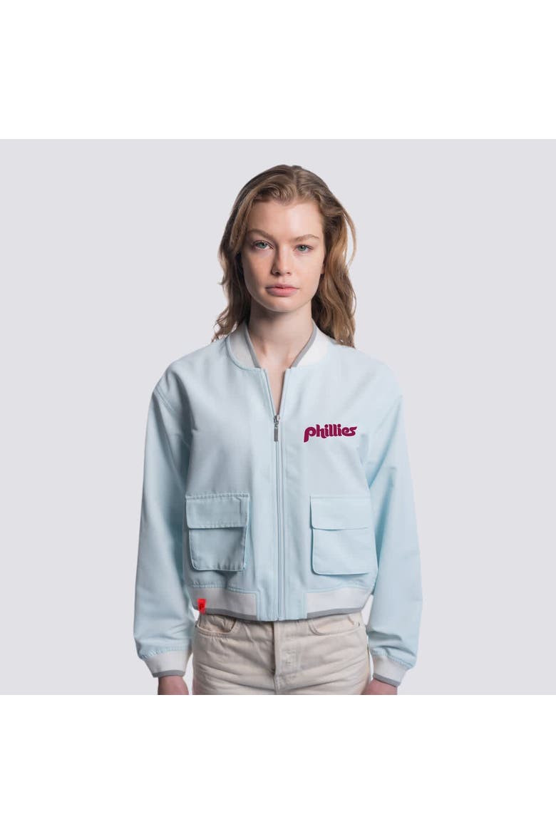 Women's Lusso  Light Blue Philadelphia Phillies Paisley Cropped Full-Zip Jacket, Alternate, color, Light Blue