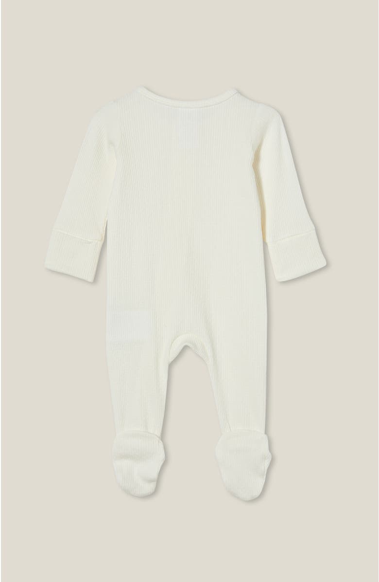 Cotton On Kids Organic Pointelle Zip All In One Romper, Alternate, color, Milk