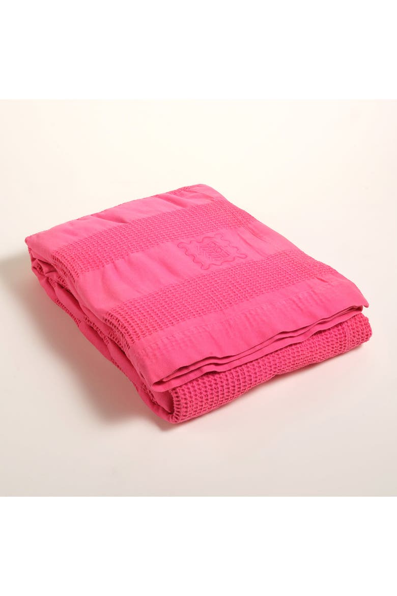 Braga Waffle King Size 100% 94.5" x 86.5" Artisan Design, Alternate, color, Pink