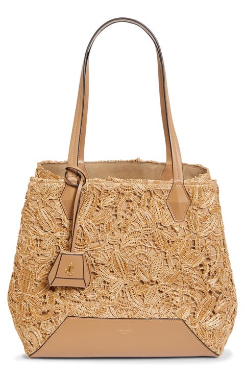 Medium Diamond Raffia Tote