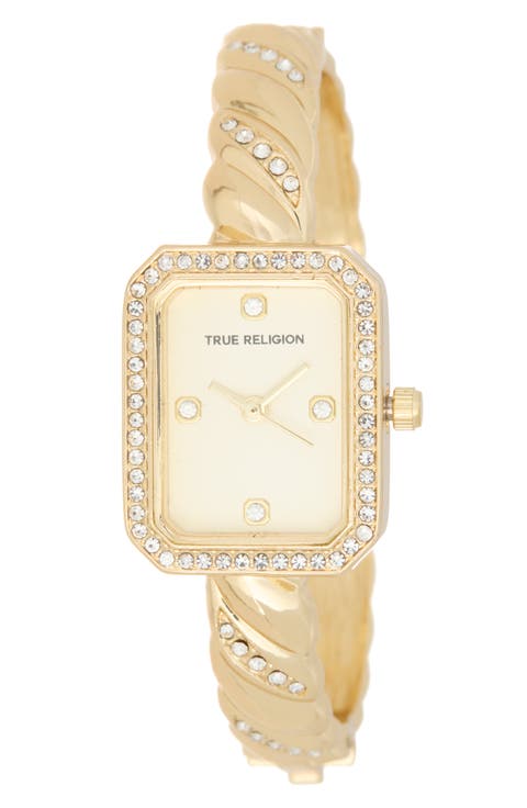 Crystal Accent Twisted Band Analog Quartz Watch, 21mm x 26mm