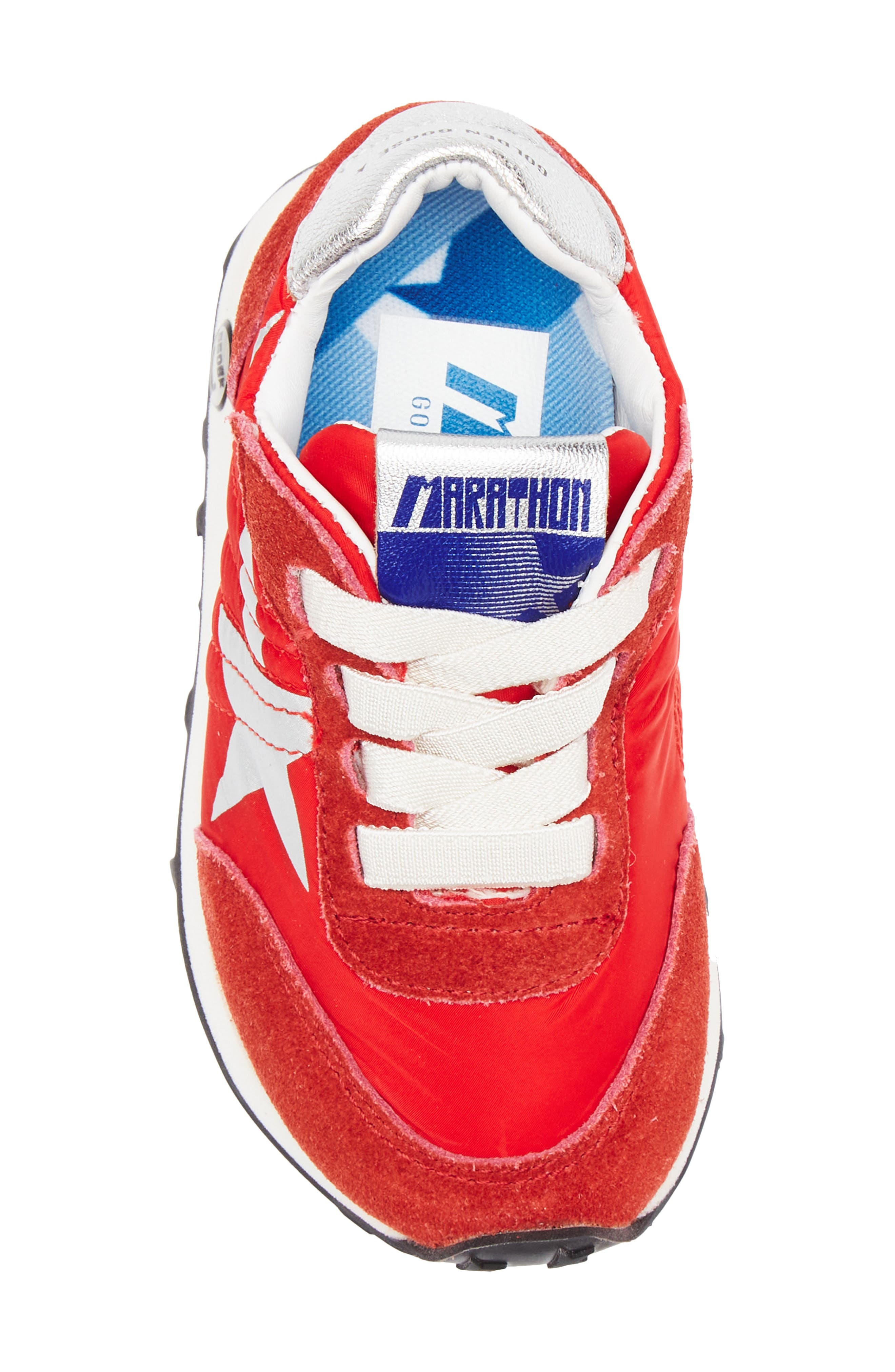 Golden Goose Kids' Running Marathon Mixed Media Sneaker, Alternate, color, Red/ Silver