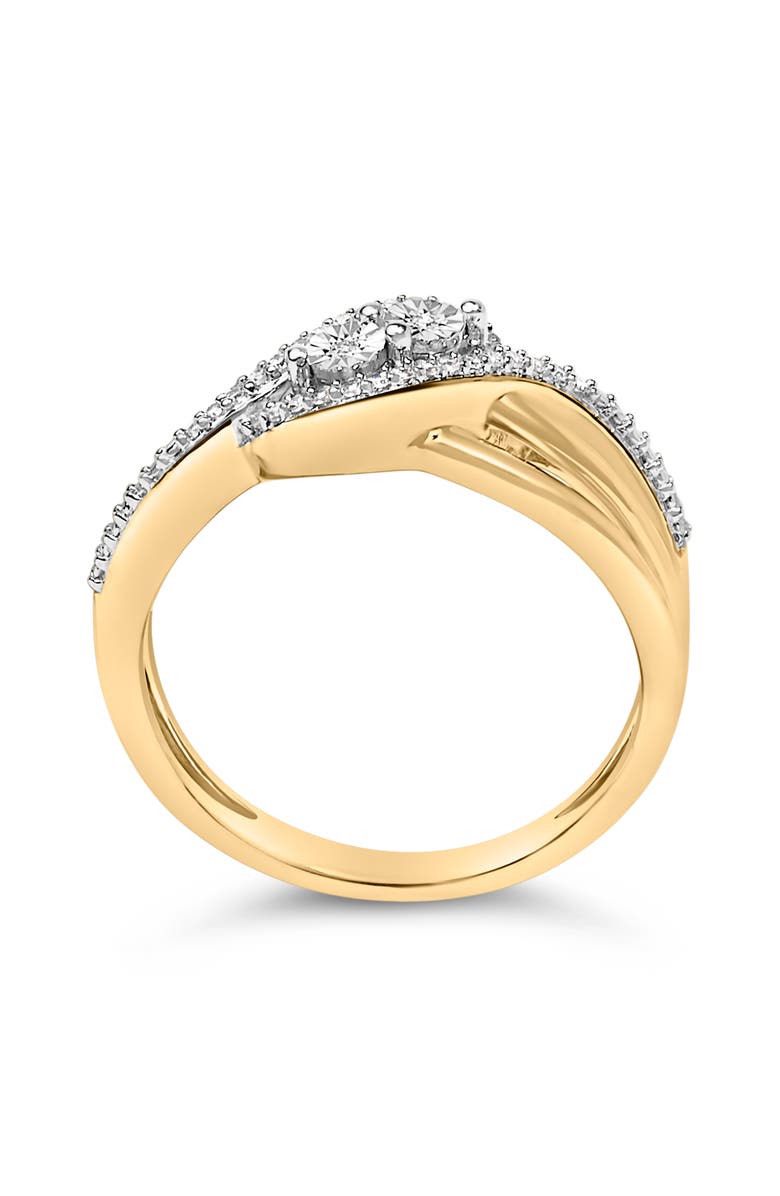 Haus of Brilliance 14K Yellow Gold Plated Sterling Silver 1/10 Cttw Diamond Bypass Ring, Alternate, color, Yellow Gold Over Silver