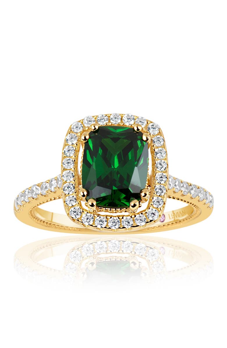 SUZY LEVIAN Yellow Rhodium Plated Sterling Silver Cushion-Cut CZ Ring, Main, color, 