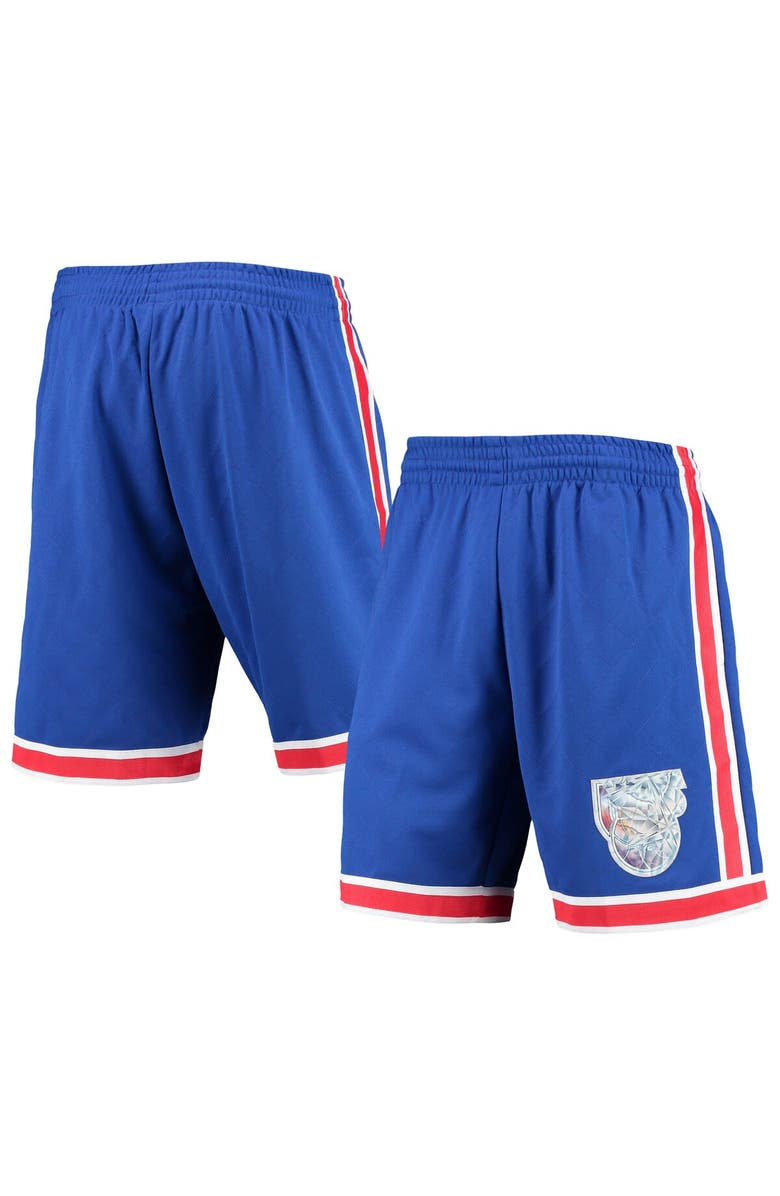 Mitchell & Ness Men's Mitchell & Ness Blue New Jersey Nets 1993 Hardwood Classics 75th Anniversary Swingman Shorts, Main, color, Blue
