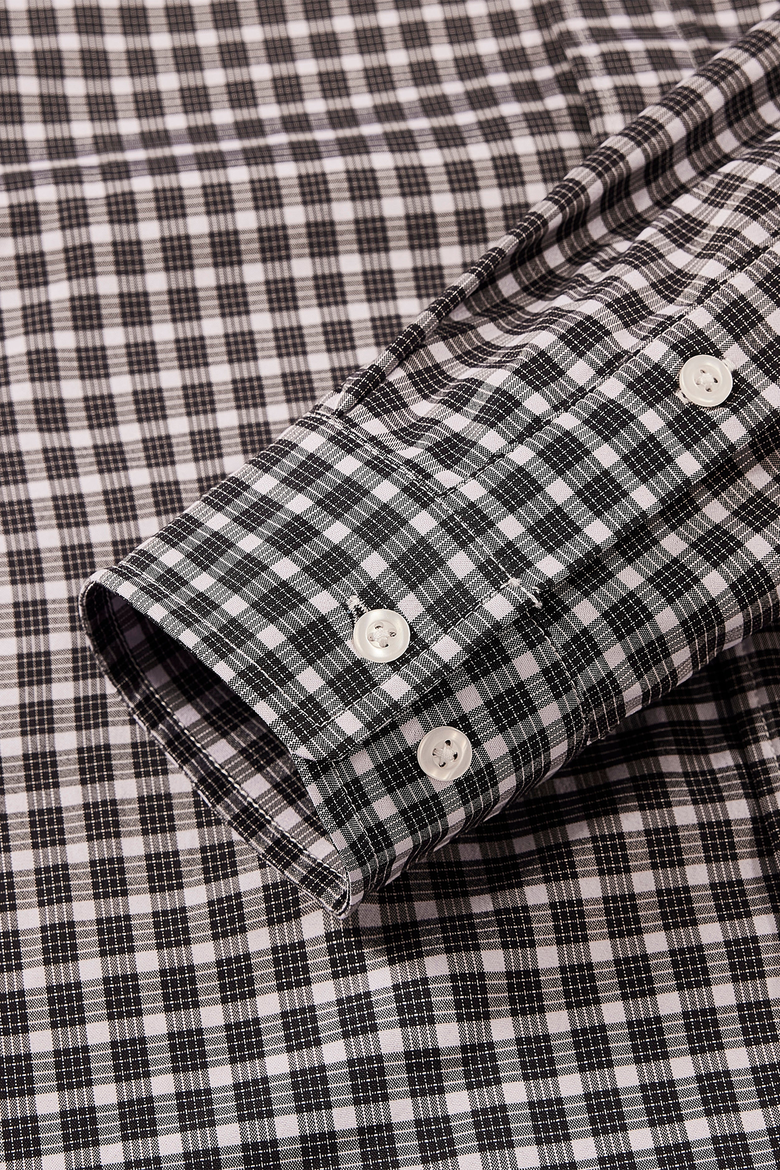 Men's Big and Tall Long Sleeve Stanton Shirt, Tailored Fit, Performance Fabric & Ventilated Armholes, Alternate, color, black-plaid