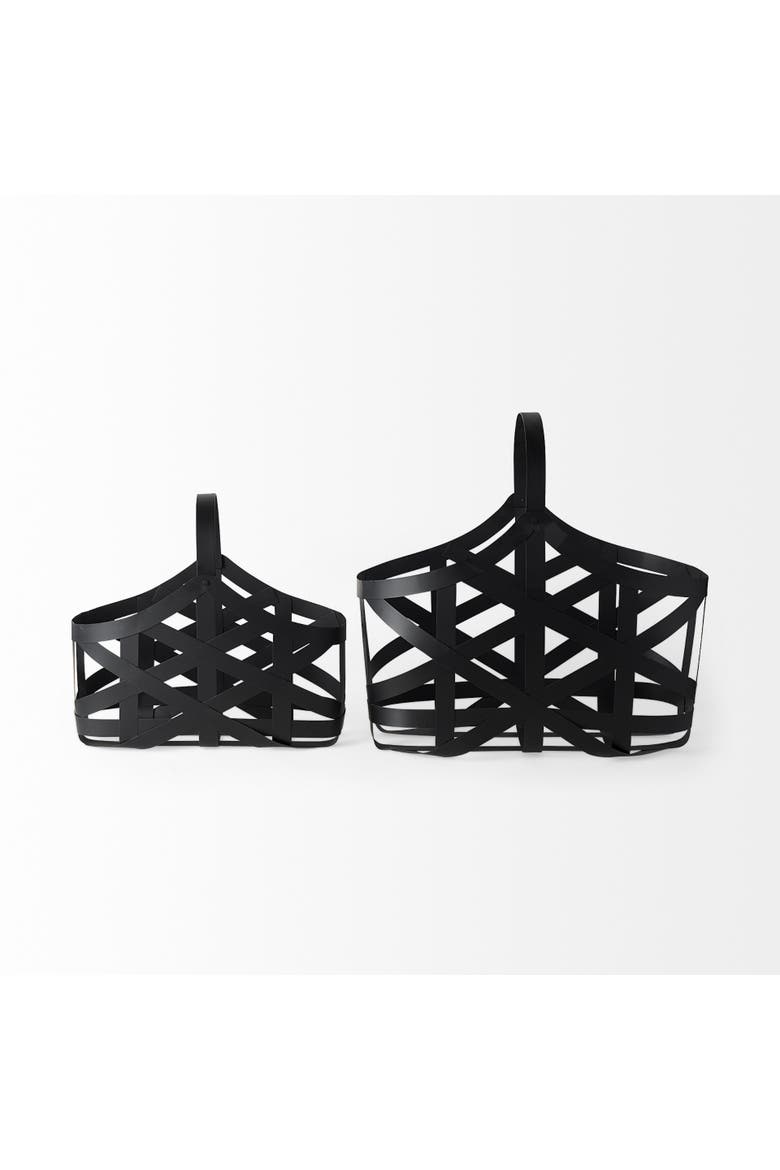 Tyrell Set of 2 Iron Metal Baskets, Alternate, color, Black