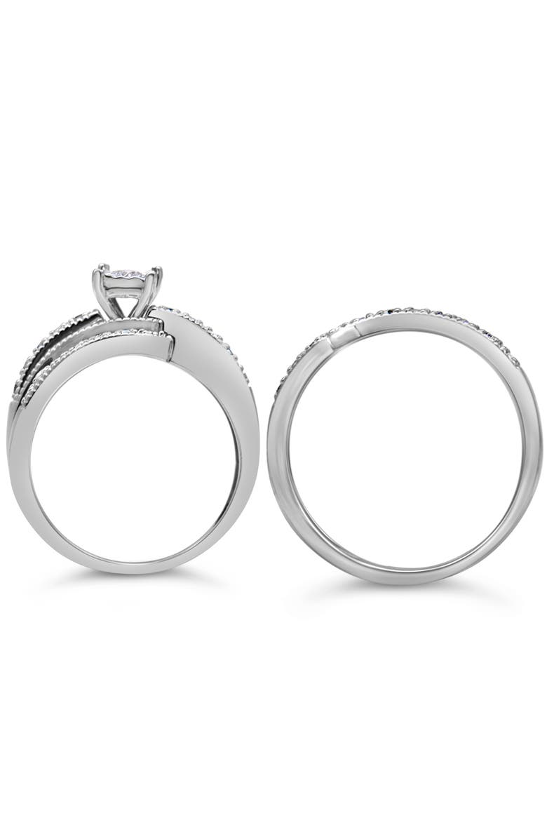 Haus of Brilliance Silver 1/3 Cttw Diamond Crisscross Engagement Ring Bridal Set, Alternate, color, White