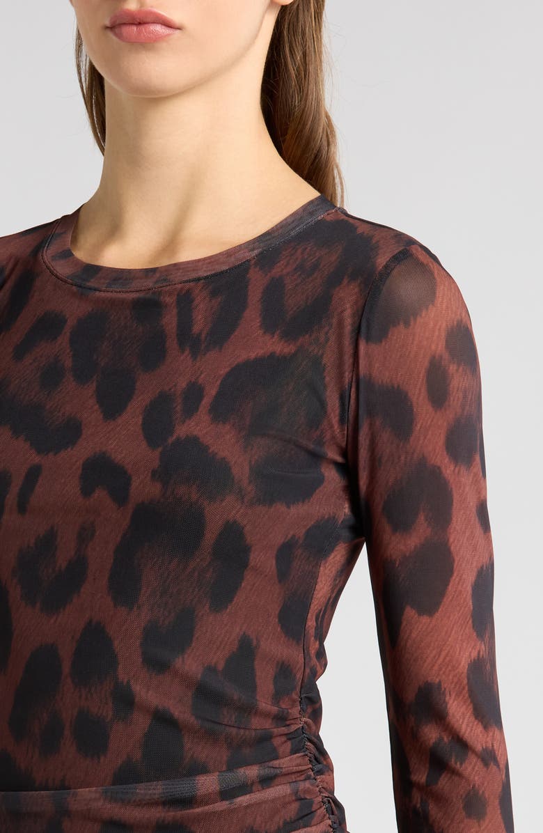 Socialite Ruched Long Sleeve Mesh Midi Dress, Alternate, color, 