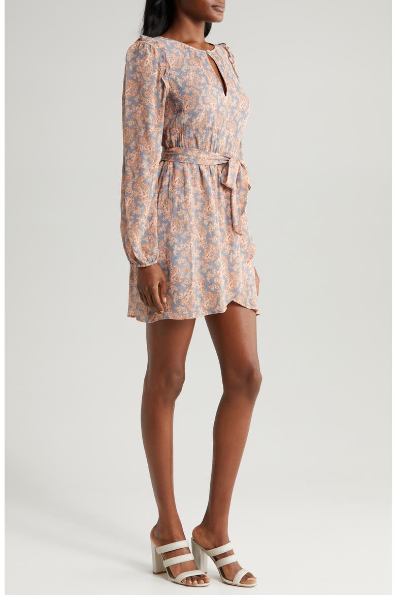 Verona Paisley Long Sleeve Silk Minidress, Alternate, color, SALTSEAMLT