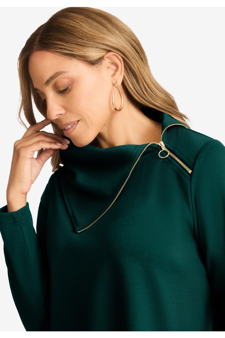 Ponte Split Neck 2-Piece Set, Alternate, color, EMERALD GREEN