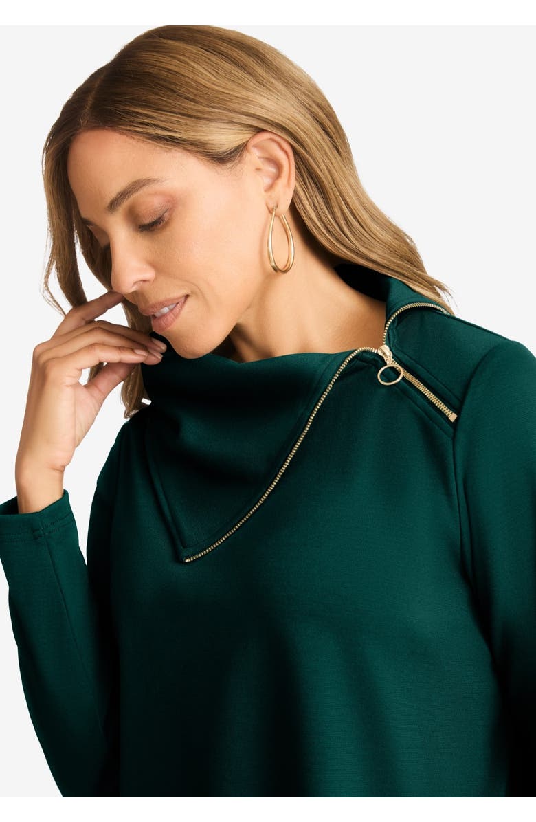 Jessica London Ponte Split Neck 2-Piece Set, Alternate, color, Emerald Green