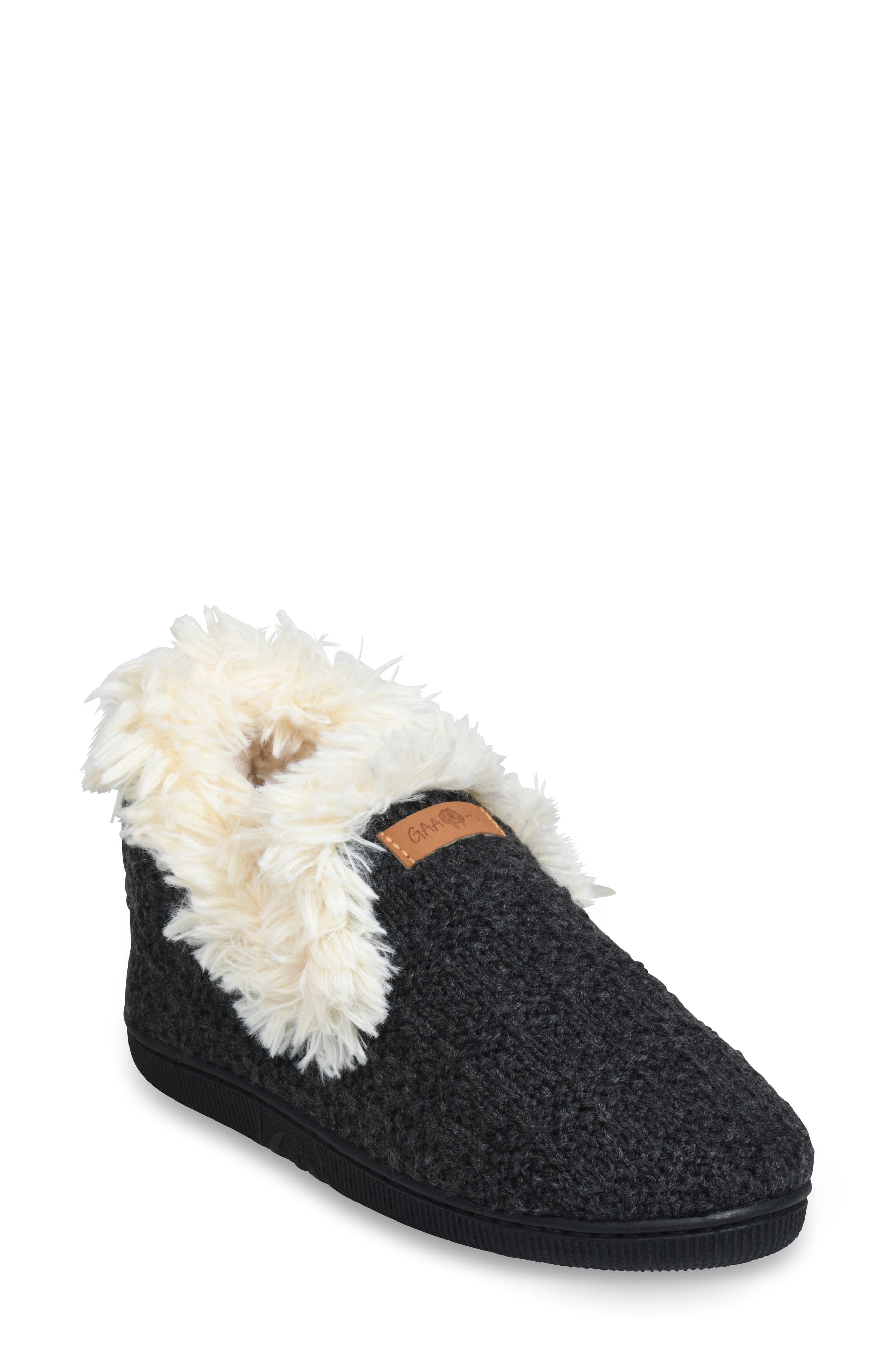 GAAHUU Knit & Faux Fur Slipper, Main, color, 