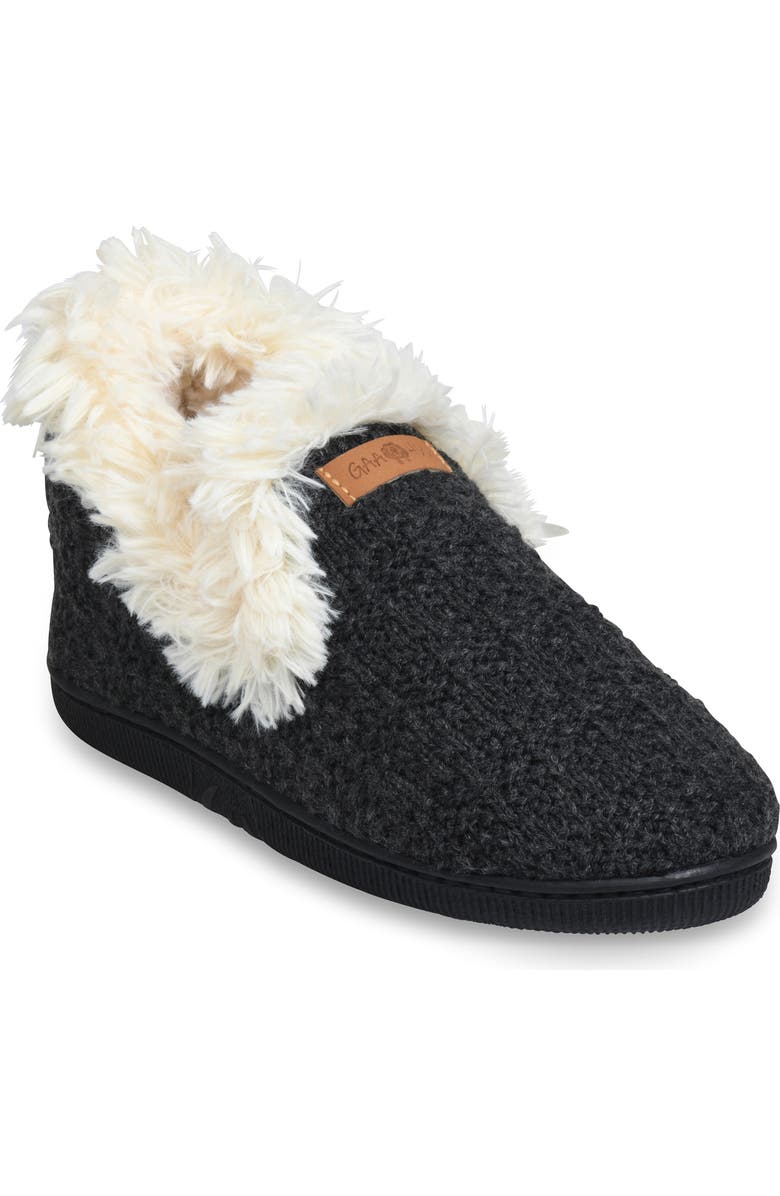 GAAHUU Knit & Faux Fur Slipper, Main, color,