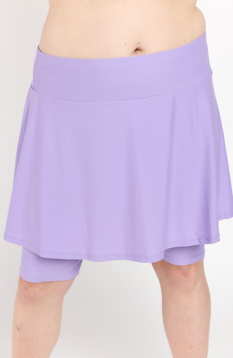 Plus Size Midi Swim Skort With Bike Shorts
