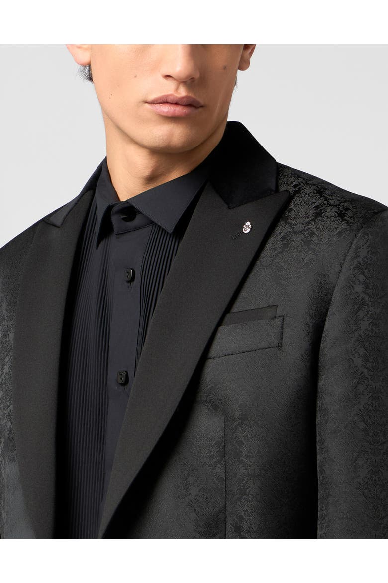 Jacquard Brocade Blazer Men, Alternate, color, black