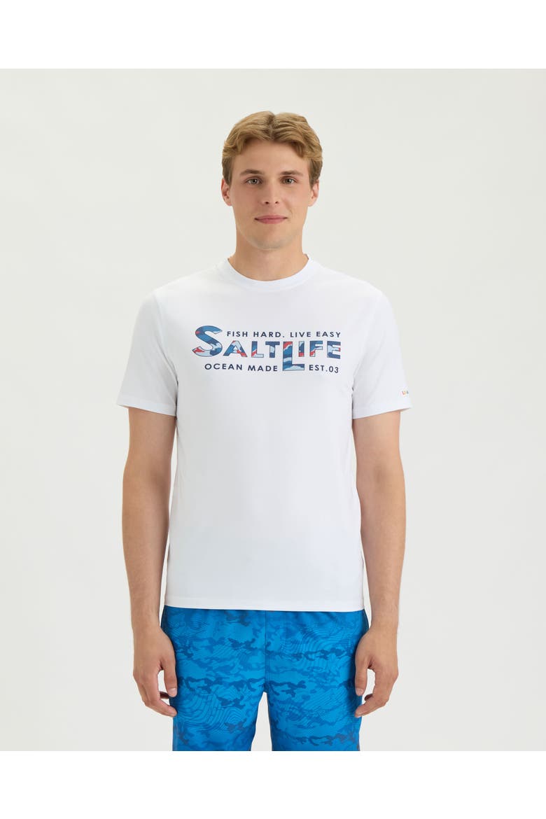 Fish Hard Live Easy  Performance Short Sleeve Tee, Main, color, WHITE