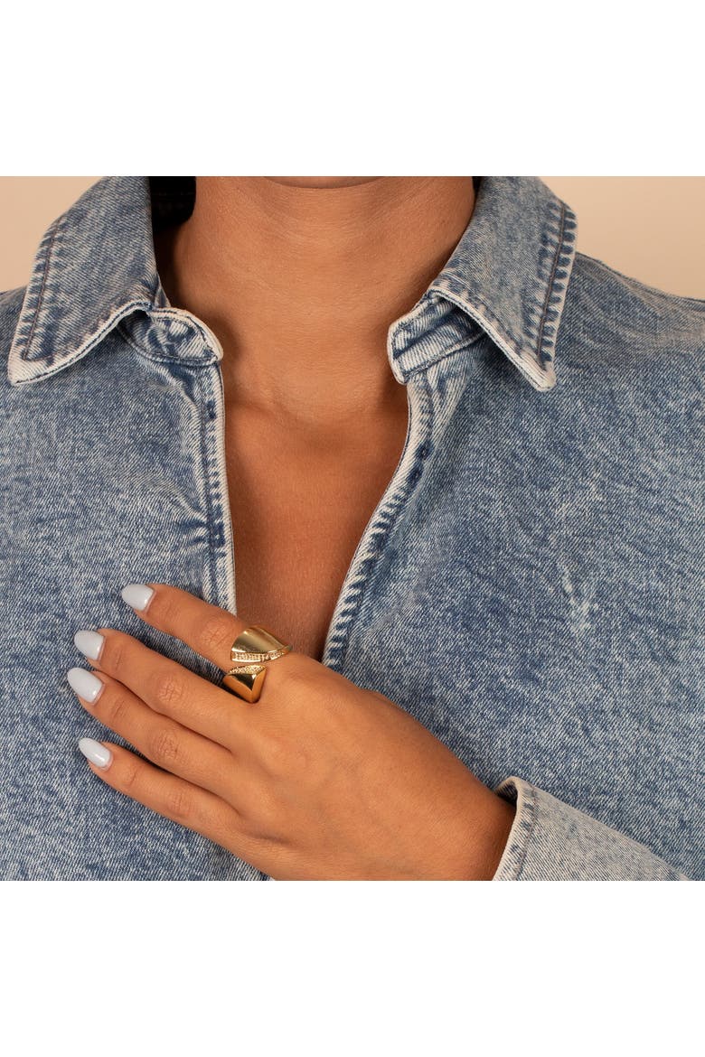 Solid/Pave Open Claw Wide Ring, Alternate, color, Gold