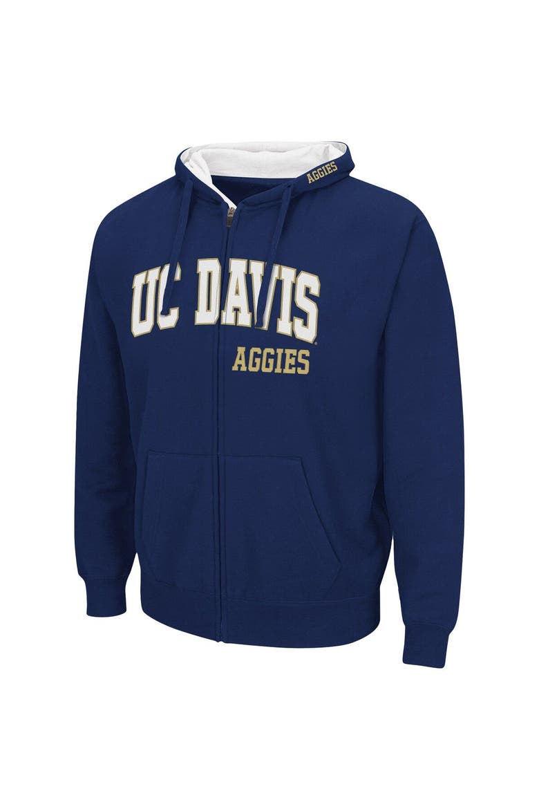 Men's Colosseum Navy UC Davis Aggies Arch & Logo 3.0 Full-Zip Hoodie, Alternate, color, Navy