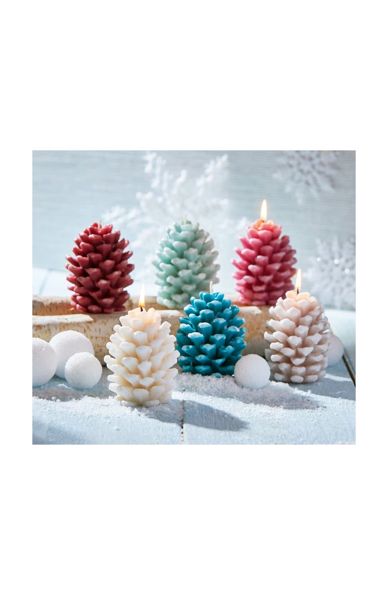 tag Frosted Pine Cone Terracotta Candle Sculpted Design, Alternate, color, Orange
