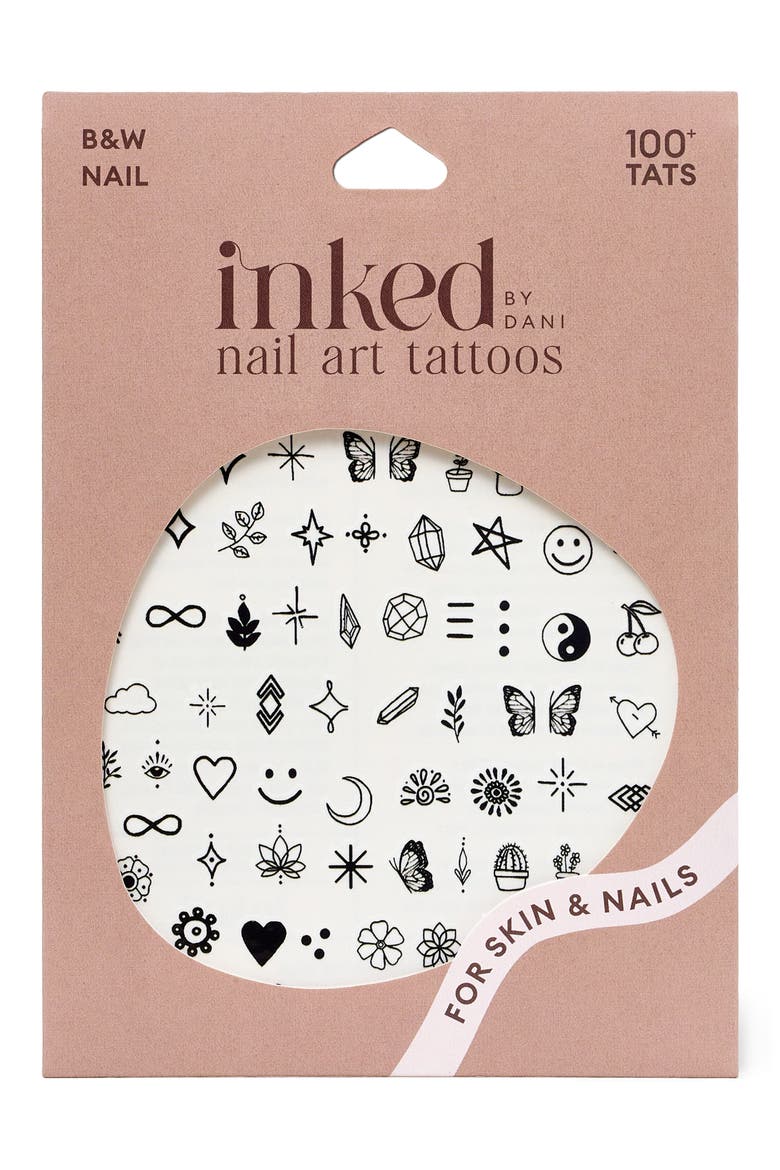 Nail Art Pack Temporary Tattoos, Alternate, color, B AND W