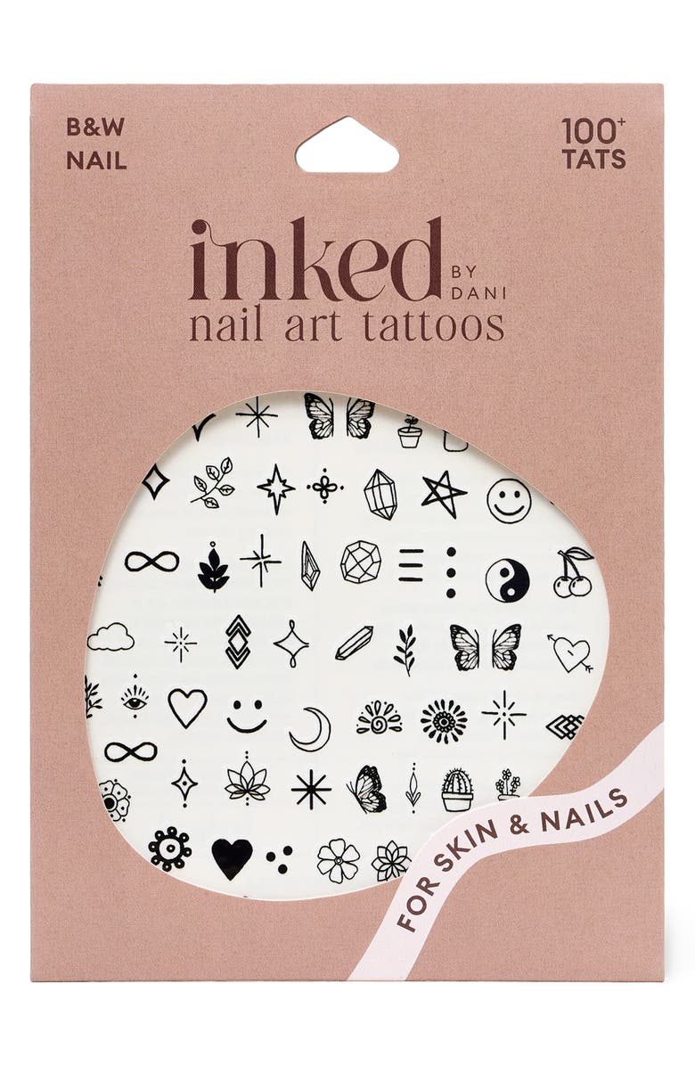 INKED by Dani Nail Art Pack Temporary Tattoos, Alternate, color, B And W