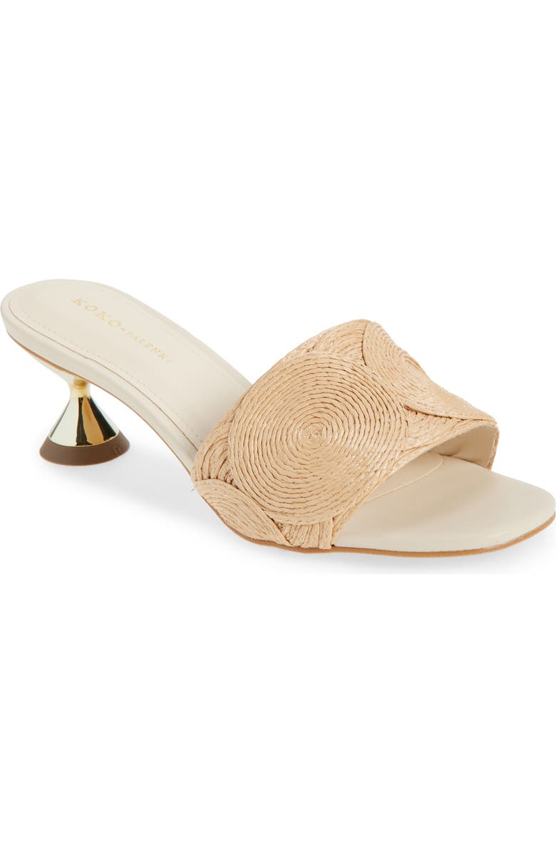 KOKO + PALENKI Silan Kitten Heel Slide Sandal, Main, color, Natural Raffia