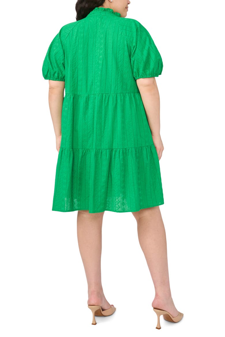 Embroidered Tiered Cotton Babydoll Dress, Alternate, color, VIBRANT KELLY