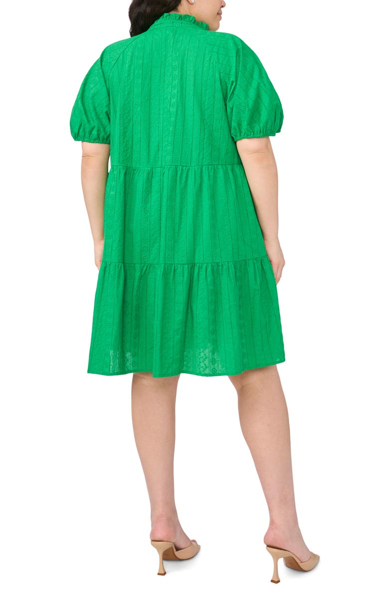 CeCe Embroidered Tiered Cotton Babydoll Dress, Alternate, color, Vibrant Kelly