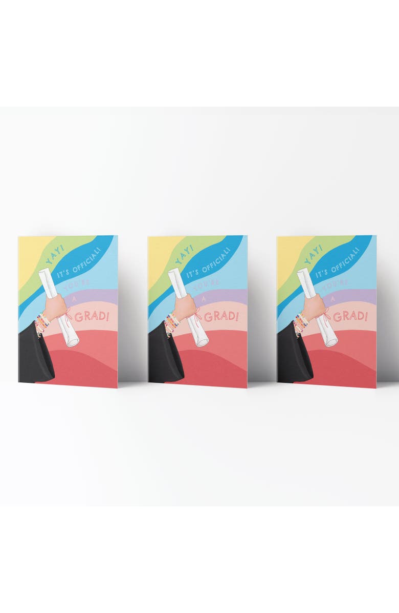Ramus & Co Graduation Greeting Card Pack Sets (3 ct) It's Official Rainbow Grad, Main, color, Multi-Pack