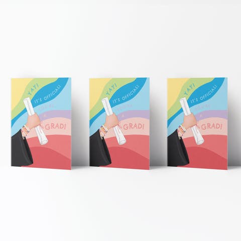 Graduation Greeting Card Pack Sets (3 ct) It's Official Rainbow Grad