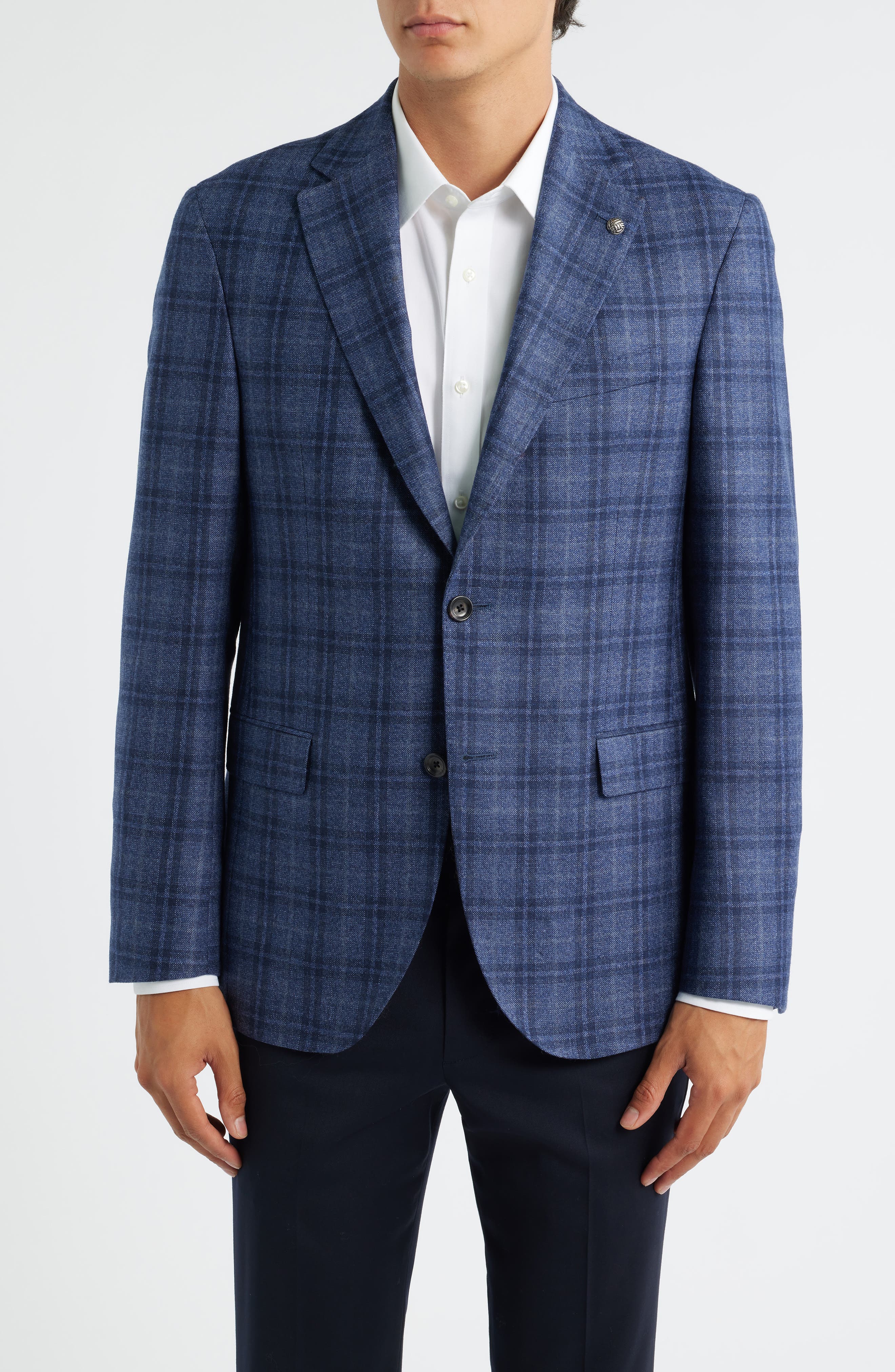 Jack Victor Midland Contemporary Fit Blue Plaid Wool Sport Coat