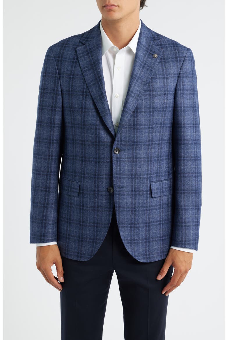 Jack Victor Midland Contemporary Fit Blue Plaid Wool Sport Coat