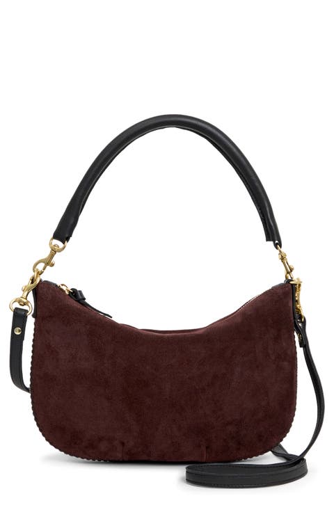 Petit Moyen Suede Leather Messenger Bag