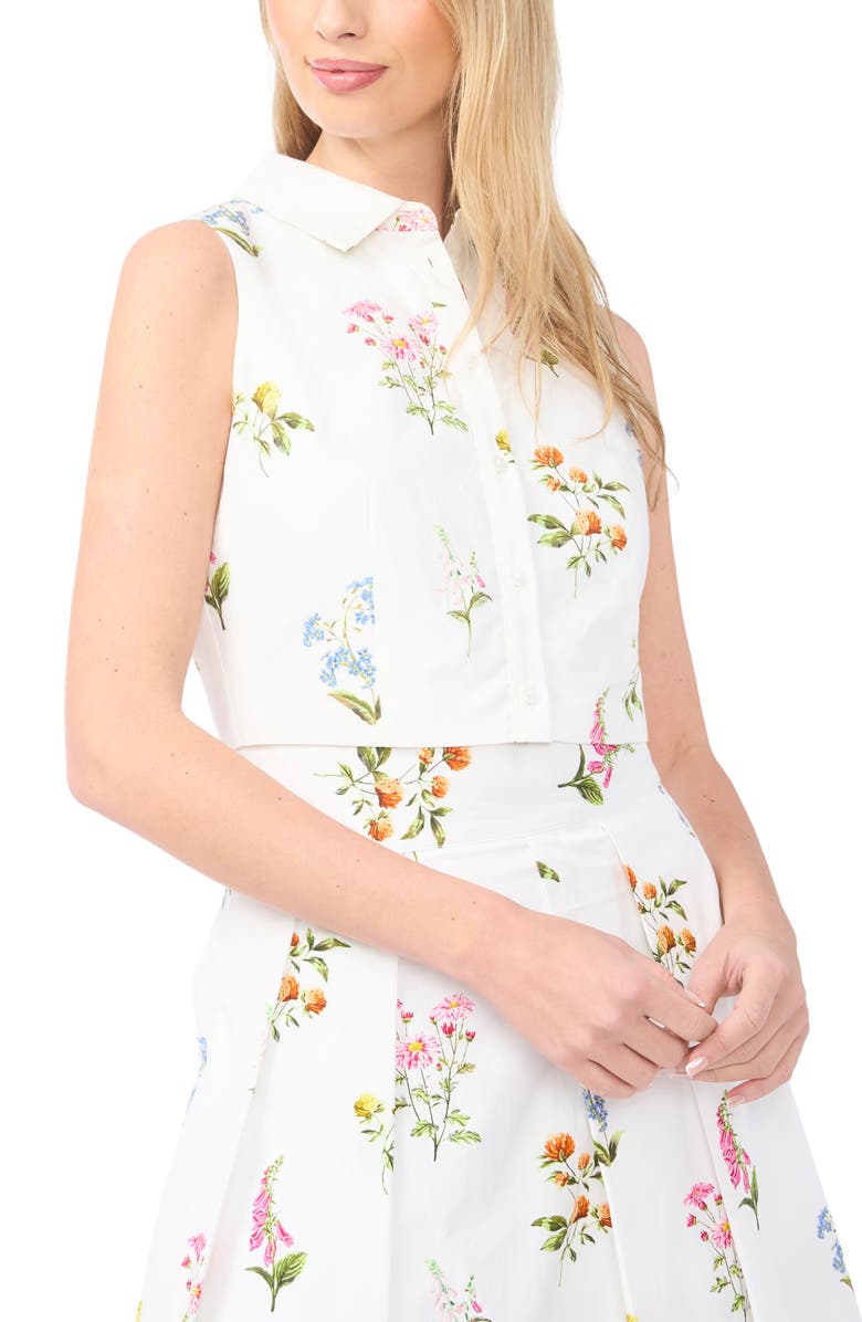 Ted Baker York Floral Button-Up Crop Top, Alternate, color, Vanilla Ice