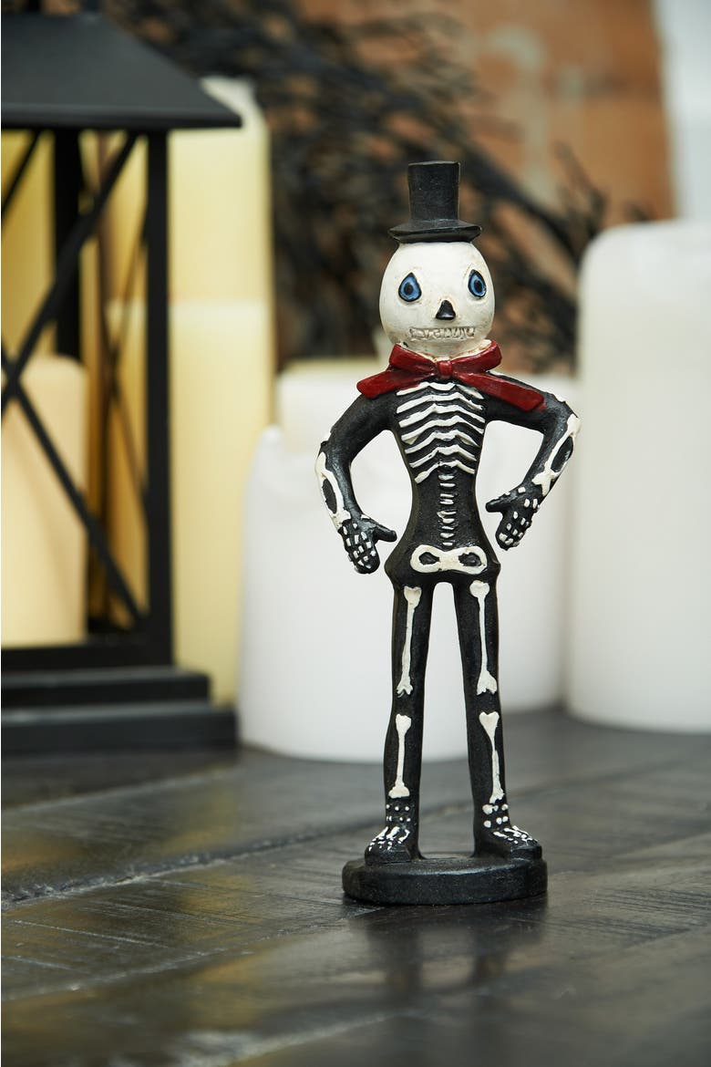 Skelly Skeleton Halloween Joe Spencer Gathered Traditions Figurine, Alternate, color, Black